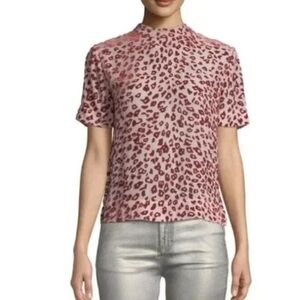 Rag & bone silk velvet top Size M rose bordeaux cheetah